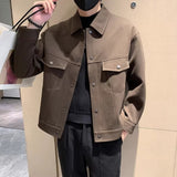 Collared Twill Topstitch Work Jacket