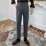 Men's High Waisted Straight Casual Trousers, Loose Fit Retro Pants, Everyday Chinos