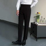 Drape High Waist Straight Vintage Trousers