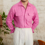Men's Linen Long Sleeve Shirt British Style Breathable Slim Fit Casual