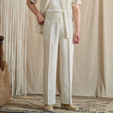 Linen-Lyocell High-Waisted Loose-Fit Trousers