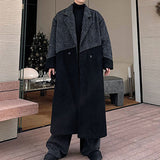 Black and Gray Patchwork Irregular Wide Coat