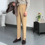 Drape High Waist Straight Vintage Trousers