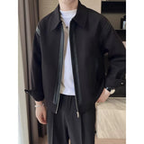 Casual Wool And Leather Patchwork Warm And Thick Woolen Autumn And Winter Lapel Jacket