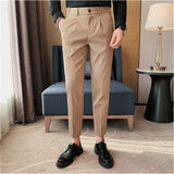 Mens Slim Fit Business Nine Point Casual Pants