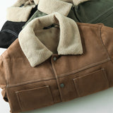 Men's Faux Sherpa Lined Jacket, Vintage Warm Winter Coat, Retro Casual Fleece Outerwear