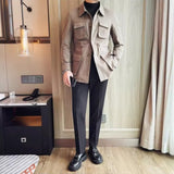 Men’s Cotton Canvas Multi-pocket Cargo Jacket, Rugged Casual Lapel Workwear Coat