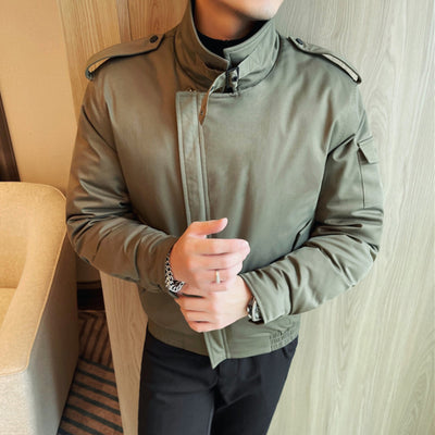 White Duck Down Workwear Short Thick Jacket