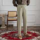 Men's Business Casual High Waisted Pants Slim Fit Trousers