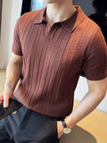 Thin Ice Silk Hollow Knit Polo Shirt