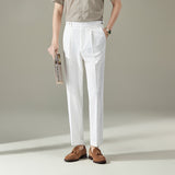 Seersucker Breathable Italian Naples Straight Trousers