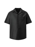 Loose Casual Commuter Lapel Leather Short Sleeves