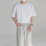 Round Neck Structured Clear Lines Loose T-shirt
