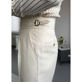 Drape High Waist Straight Vintage Trousers