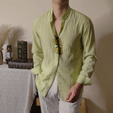 Men's Casual Slim Fit Cotton And Linen Shirt