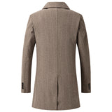 Men's Mid-length Tweed Trench Coat, Plaid Double-breasted Wool Overcoat, Vintage Winter Jacket