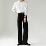 Retro Casual Elastic Waist Drape Trousers Straight Leg Loose Trousers