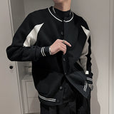 Men's Slim Fit Casual Contrast Knitted Jacket