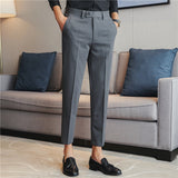 Men's British Business Slim Solid Color Casual Suit Pants