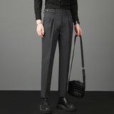 Men's Slim Fit Suit Pants, Solid Color Business Casual Trousers, Formal Dress Pants for Work