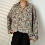 Men's Retro Ice Silk Chiffon Satin Cashew Flower Shirt