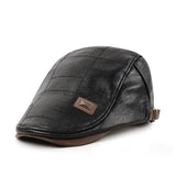Warm Short Brim PU Leather Beret