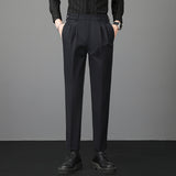 Men's Slim Fit Suit Pants, Solid Color Business Casual Trousers, Formal Dress Pants for Work