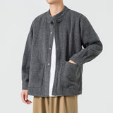 Men's Stand Collar Retro Jacket, Loose Fit Casual Coat, Vintage Style Fall Outerwear