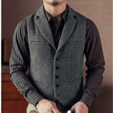 Men's Wool Slim-fit Suit Collar Vest