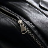 Men's Stand Collar Leather Jacket, Casual Motorcycle Biker Coat, Windproof Outerwear