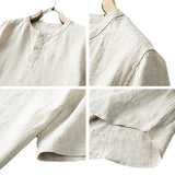 Casual Linen Stand-Collar T-Shirt