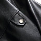 Men's Stand Collar Leather Jacket, Casual Motorcycle Biker Coat, Windproof Outerwear