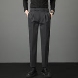 Men's Slim Fit Suit Pants, Solid Color Business Casual Trousers, Formal Dress Pants for Work