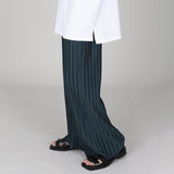 Men's Summer Casual Pants Loose Pleated Wide Leg Straight Drape Elastic Waist Pants
