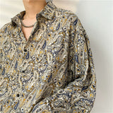 Men's Retro Ice Silk Chiffon Satin Cashew Flower Shirt