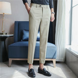 Men's British Business Slim Solid Color Casual Suit Pants