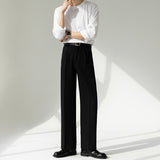 Retro Casual Elastic Waist Drape Trousers Straight Leg Loose Trousers