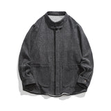 Men's Stand Collar Retro Jacket, Loose Fit Casual Coat, Vintage Style Fall Outerwear