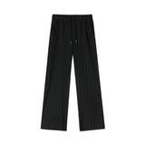 Men's Summer Casual Pants Loose Pleated Wide Leg Straight Drape Elastic Waist Pants