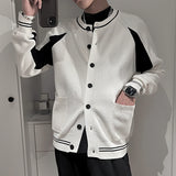 Men's Slim Fit Casual Contrast Knitted Jacket