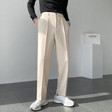 Men's Casual Trousers Drape Wide-leg Trousers Solid Color Straight-leg Trousers