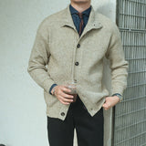 Men's Single-breasted Stand Collar Knitted Jacket