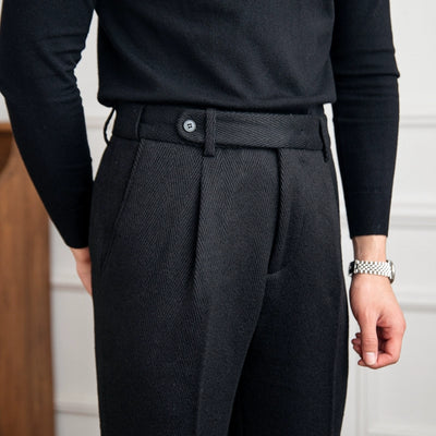 Herringbone Warm Retro Casual Wool Trousers