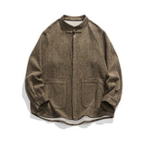 Men's Stand Collar Retro Jacket, Loose Fit Casual Coat, Vintage Style Fall Outerwear