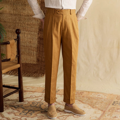 Cotton And Linen Breathable Thin High Waist Straight Pants