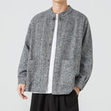 Men's Stand Collar Retro Jacket, Loose Fit Casual Coat, Vintage Style Fall Outerwear