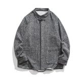 Men's Stand Collar Retro Jacket, Loose Fit Casual Coat, Vintage Style Fall Outerwear