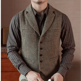 Men's Wool Slim-fit Suit Collar Vest