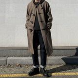 Casual Hooded Lapel Horn Button Loose Windbreaker
