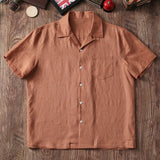 Breathable Loose Cuban Collar Linen Casual Shirt